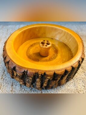 Vintage MCM Handcrafted Wooden Nut Bowl